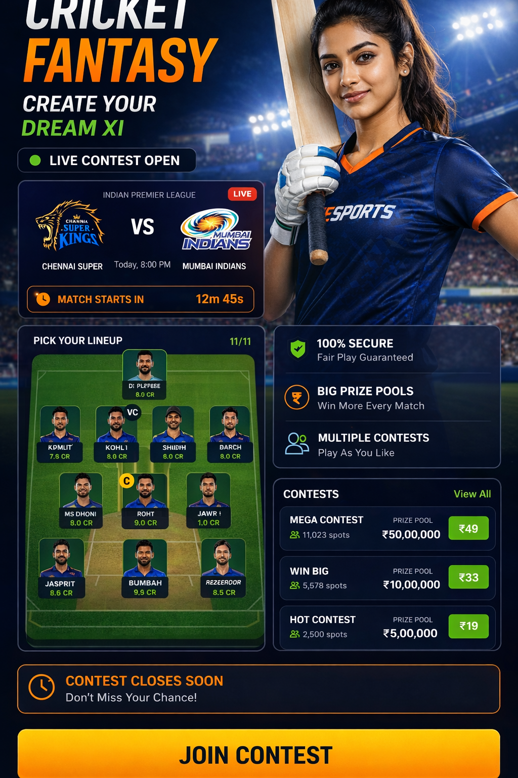 Come Sport Play cricket matchday visual